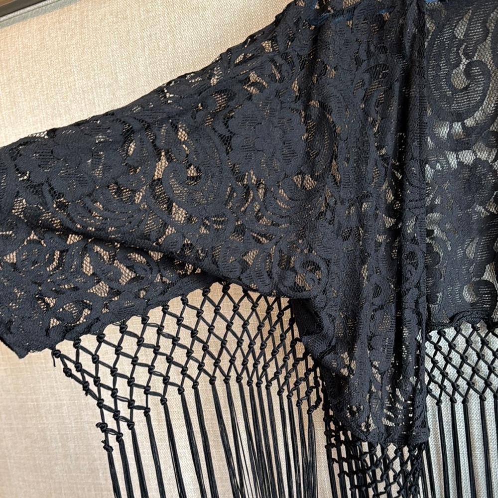 Black NWOT Lace Fringe Jacket - Picture 5 of 6